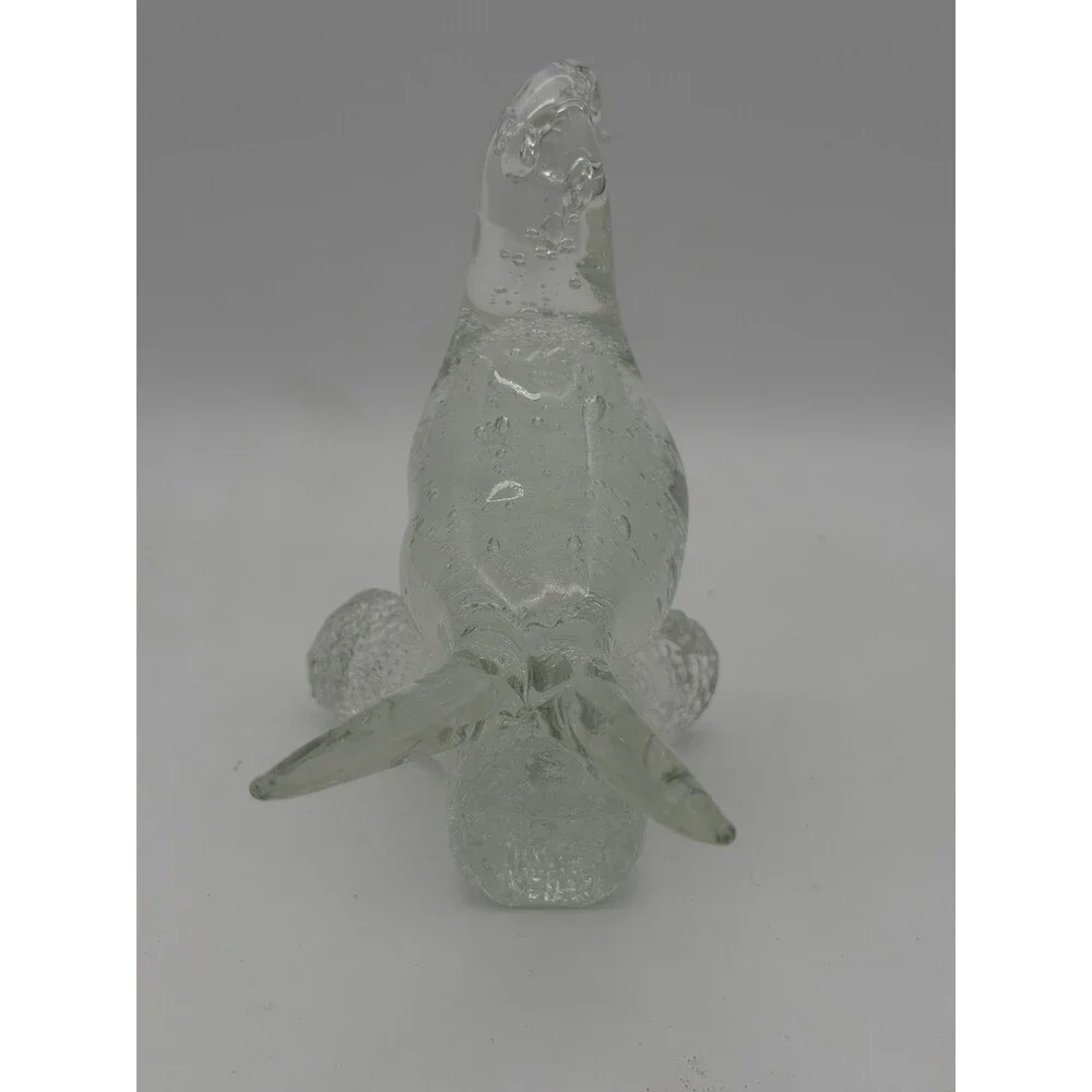 Murano Italy Art Glass Clear Bubble Seagull Bird On branch Figurine